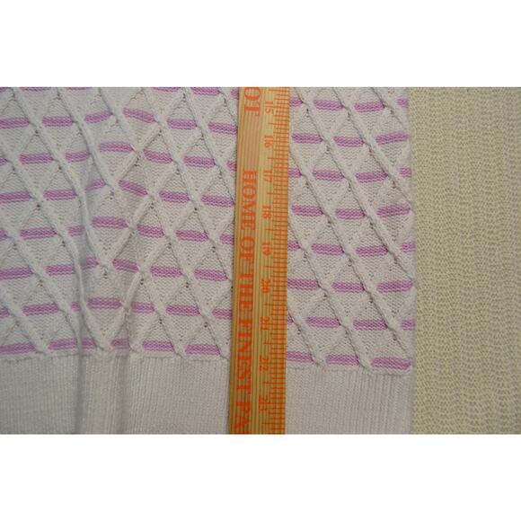Talbots Women's Cotton Linen White Purple Stripe Sweater Long Sleeve Size Small - Picture 6 of 8